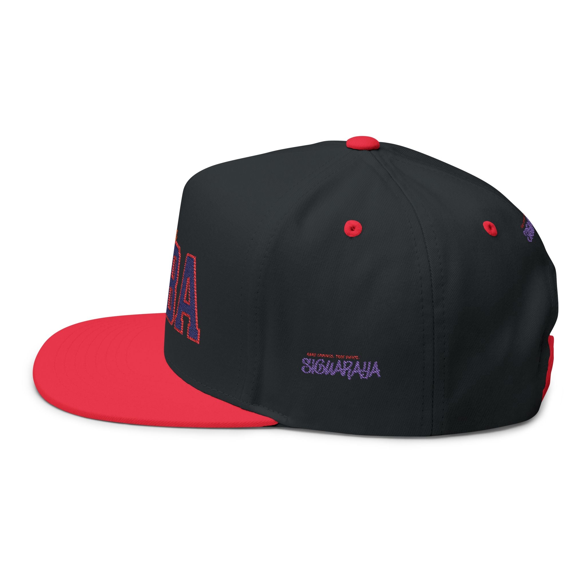 Cuba Embroidered Flat Bill Cap — Vintage Script Cuban Pride Snapback