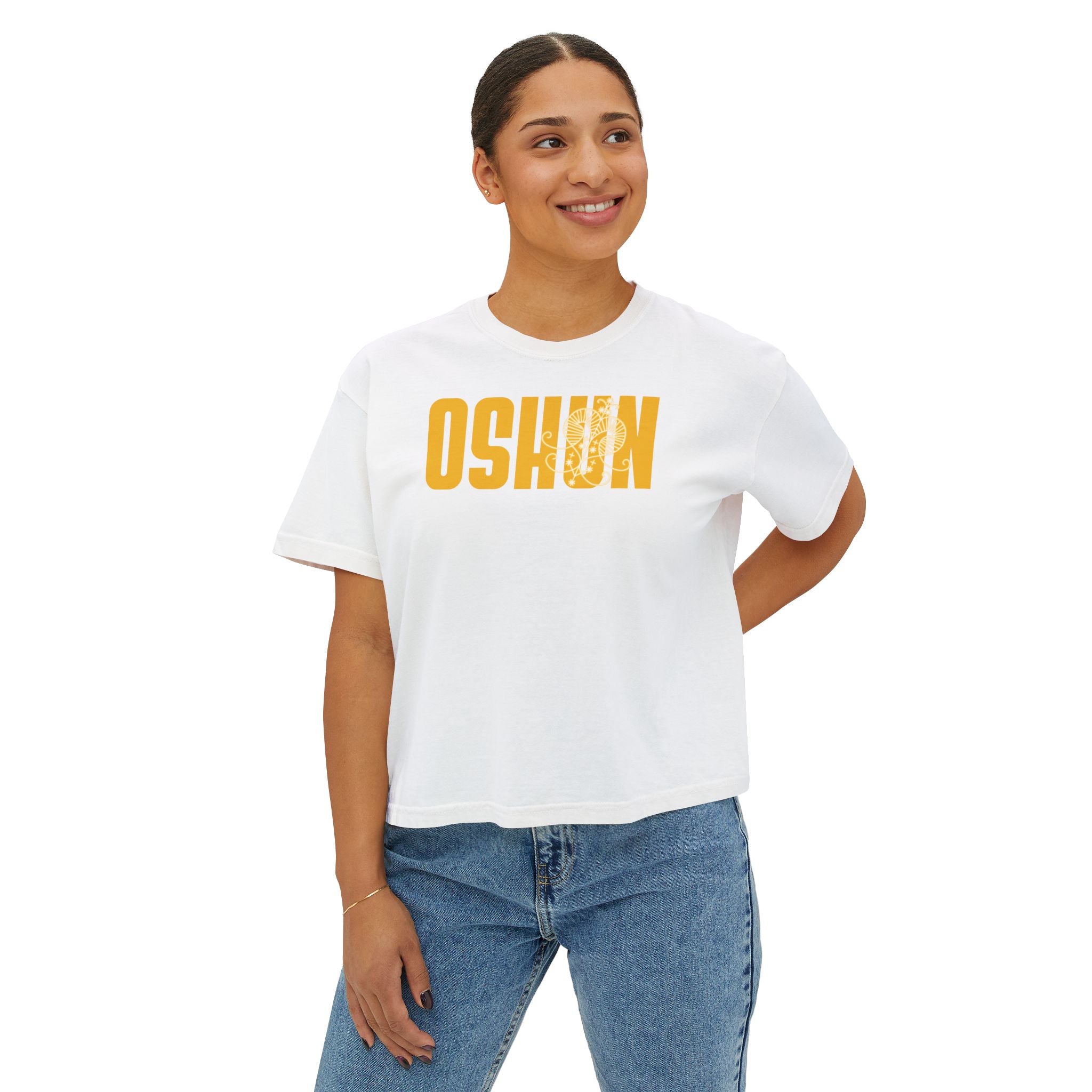 Oshun Graphic Tee — Afro Goddess Yellow Boxy Women's T-Shirt