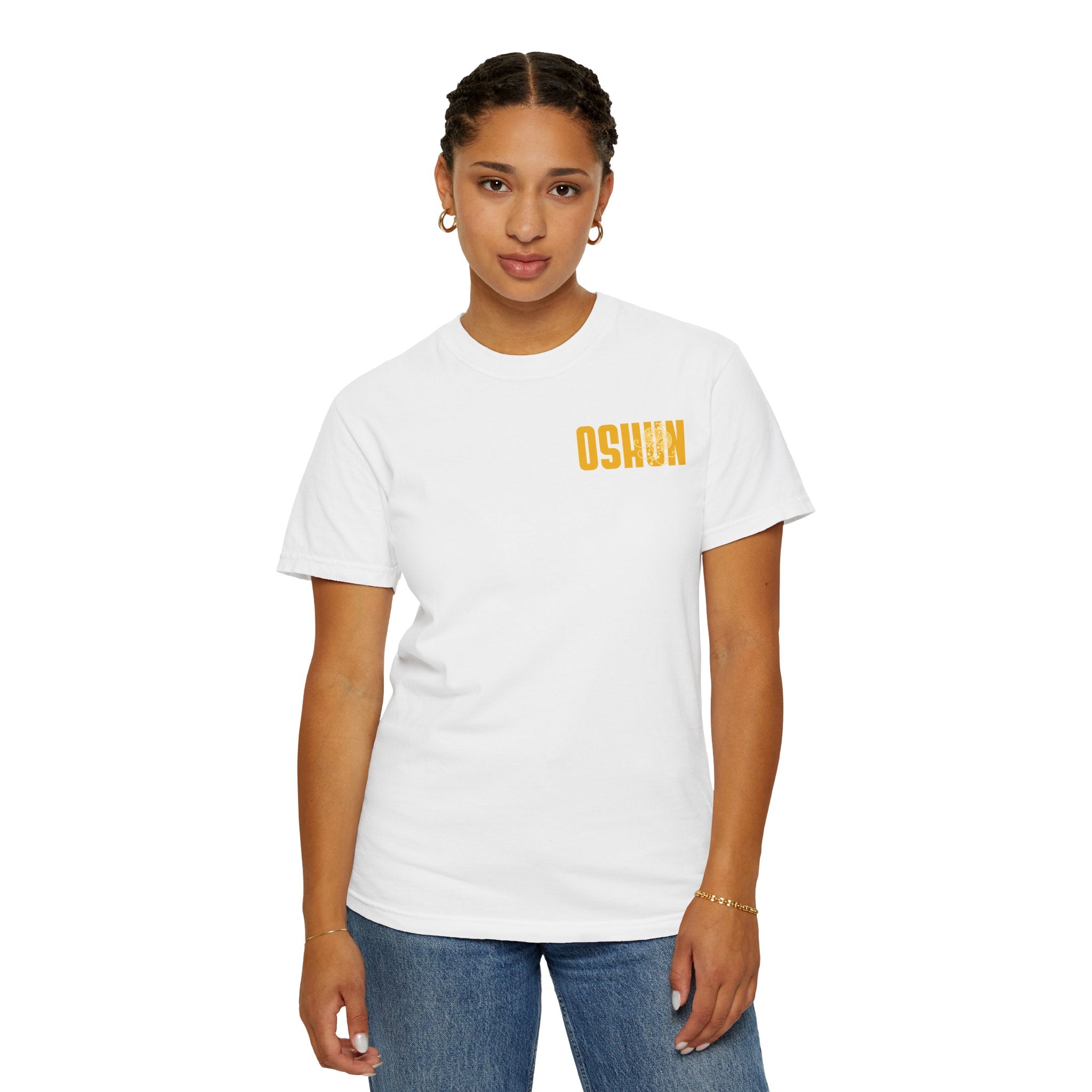 Oshun Goddess Graphic T-shirt | Afrocentric Illustration, Yellow Goddess Print