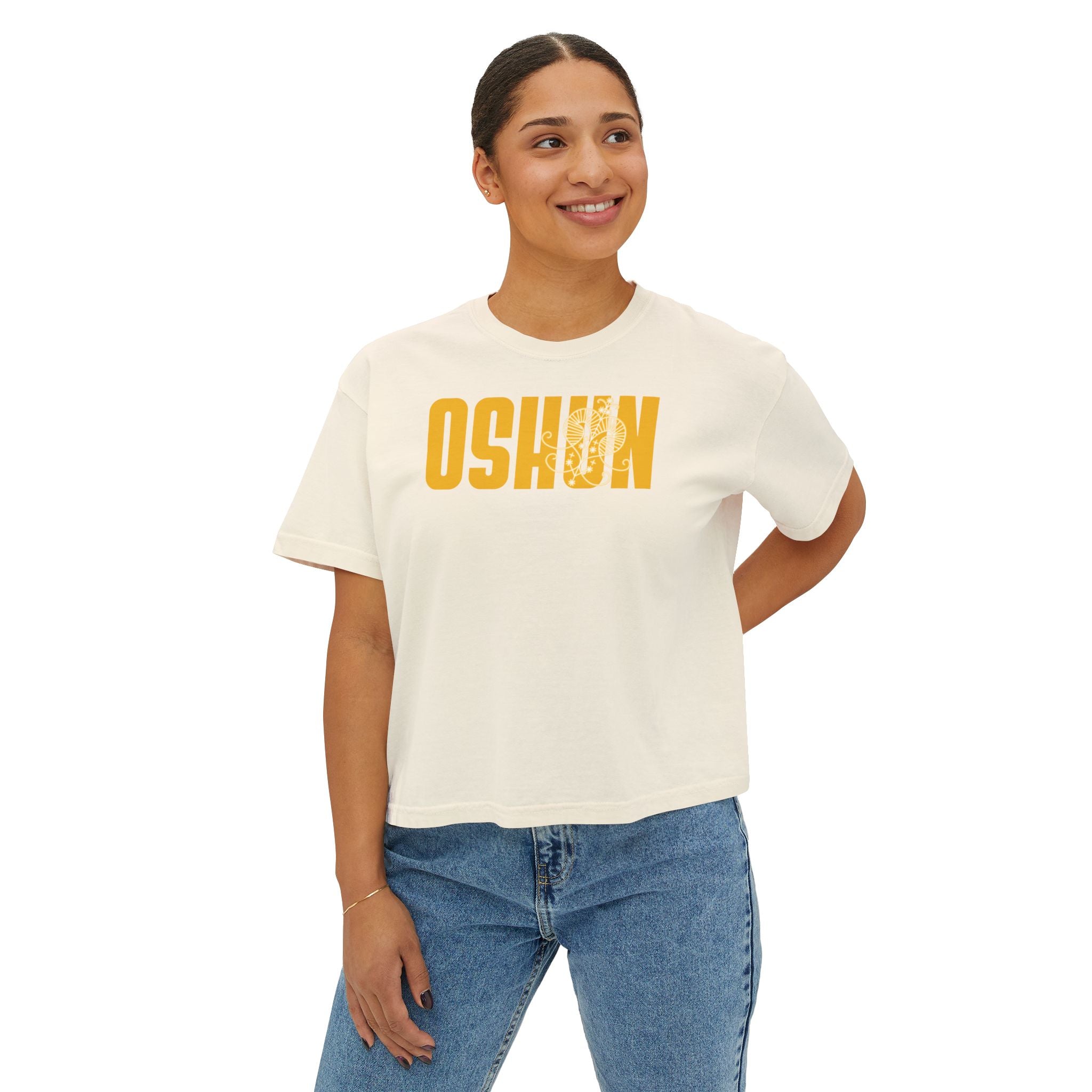 Oshun Graphic Tee — Afro Goddess Yellow Boxy Women's T-Shirt