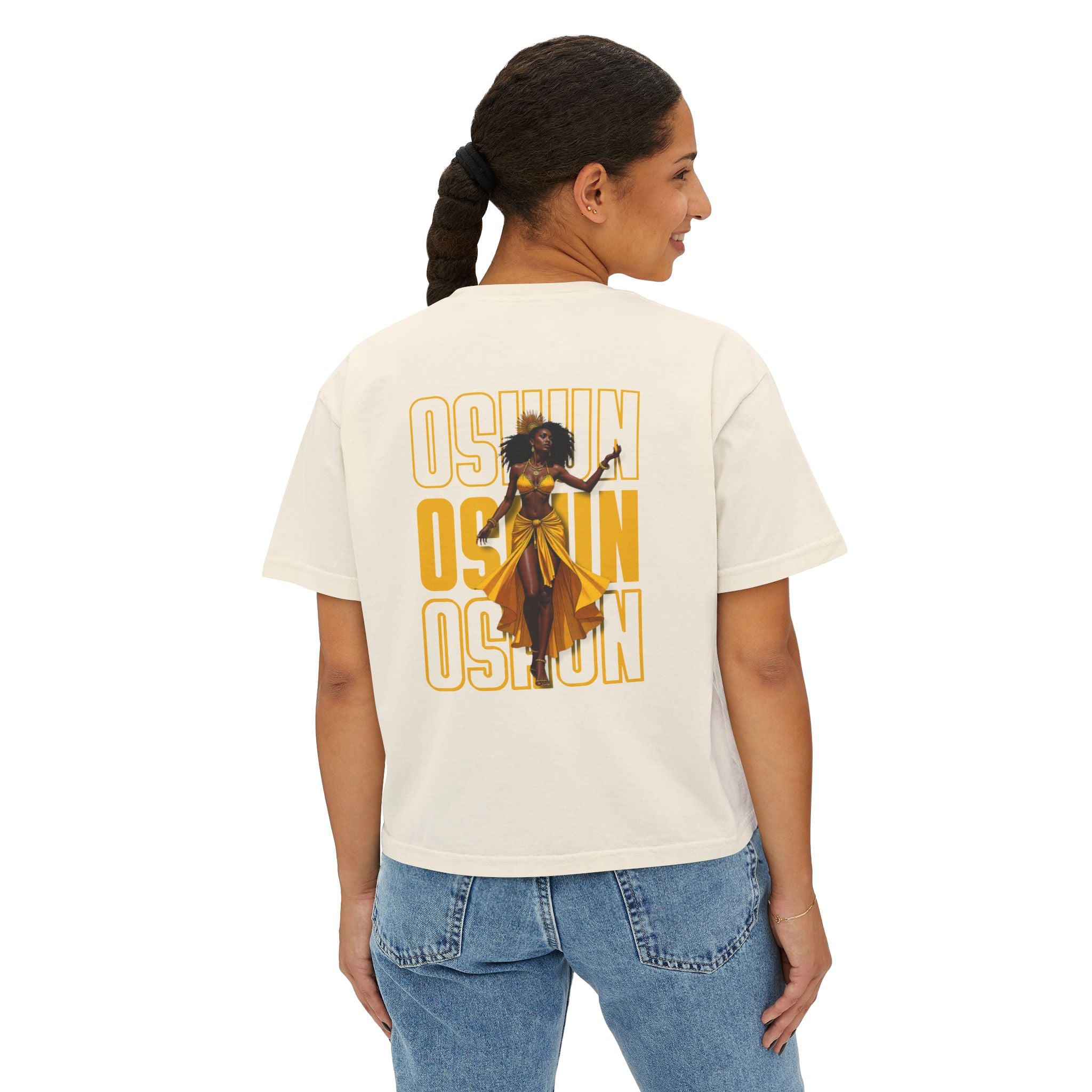 Oshun Graphic Tee — Afro Goddess Yellow Boxy Women's T-Shirt