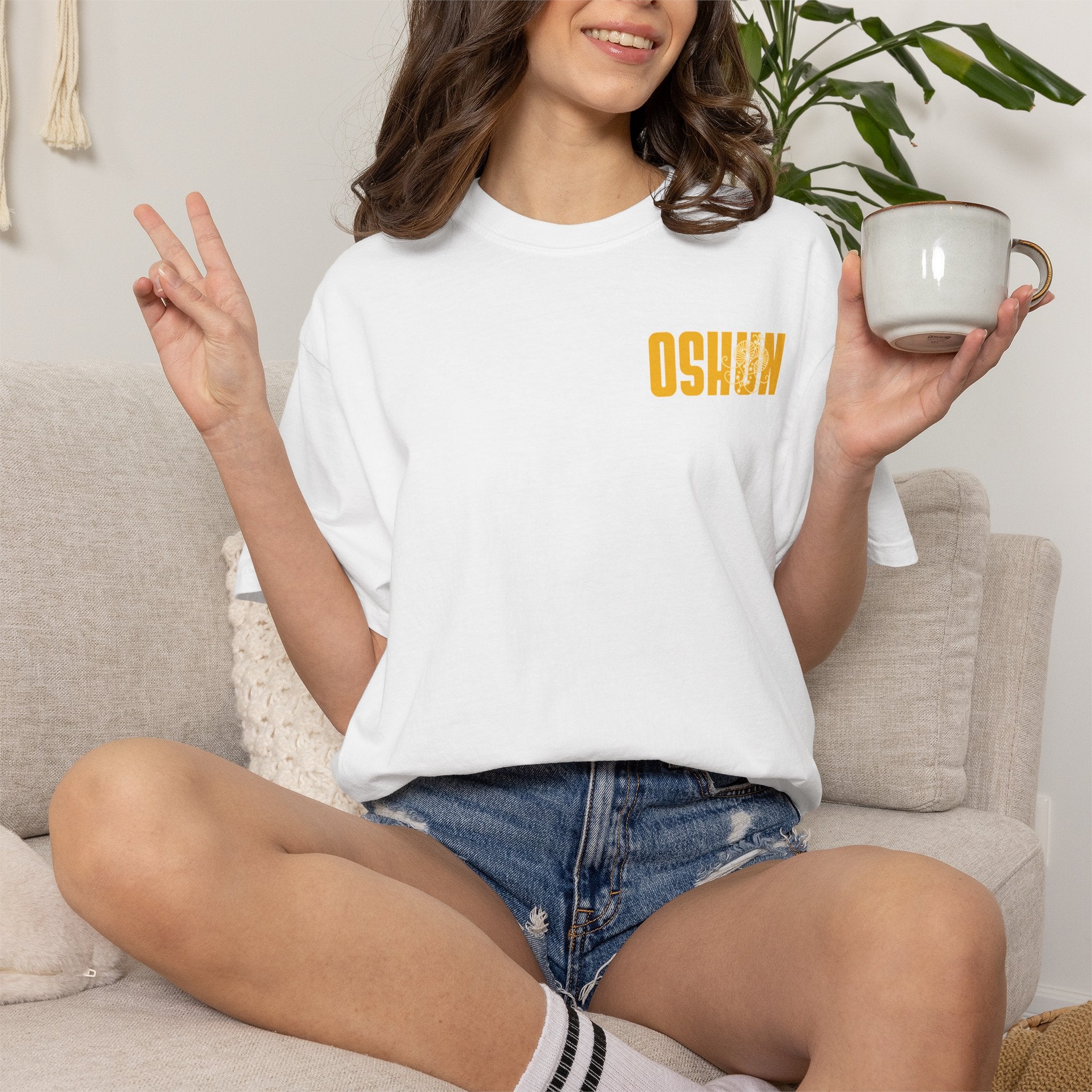 Oshun Goddess Graphic T-shirt | Afrocentric Illustration, Yellow Goddess Print
