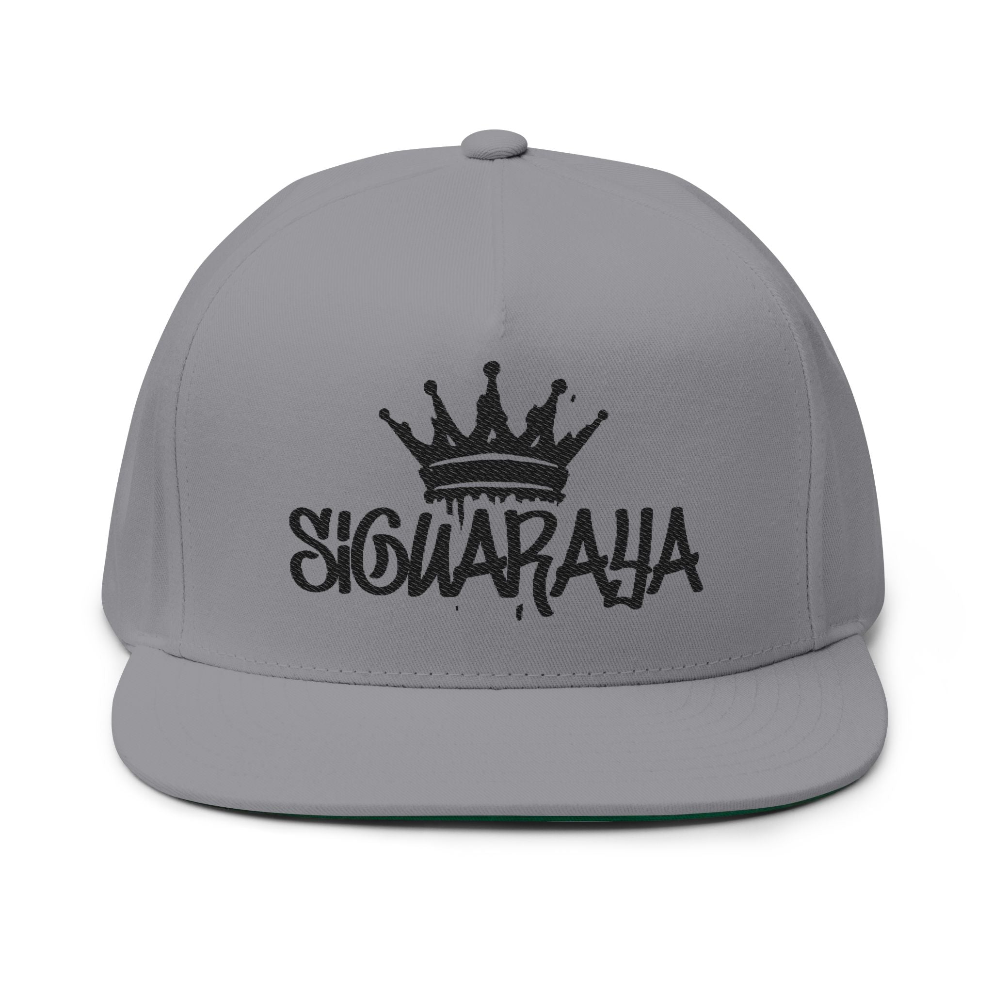 Snapback Hat — 'SiGwaraja' Crown Embroidered Flat Bill Cap