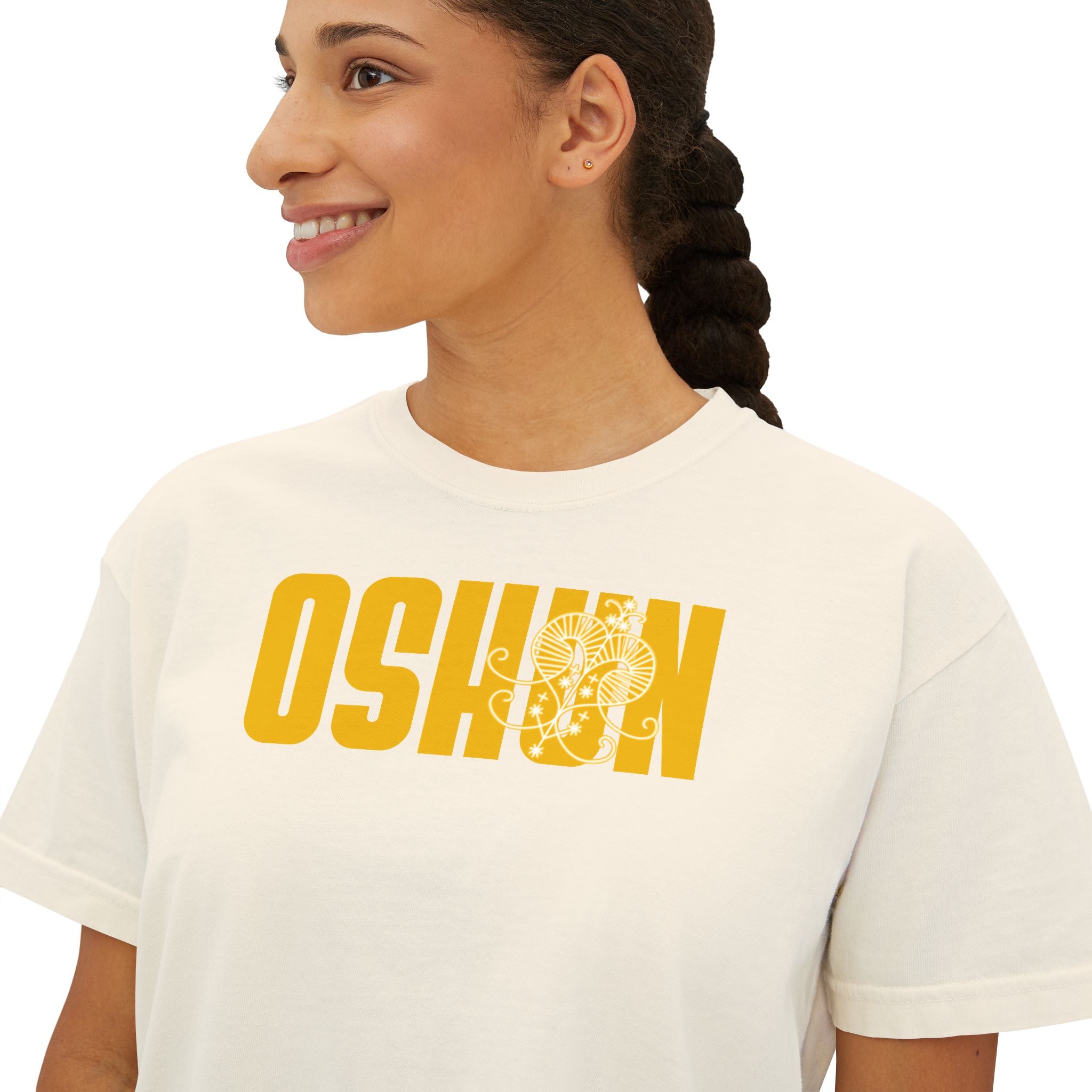 Oshun Graphic Tee — Afro Goddess Yellow Boxy Women's T-Shirt