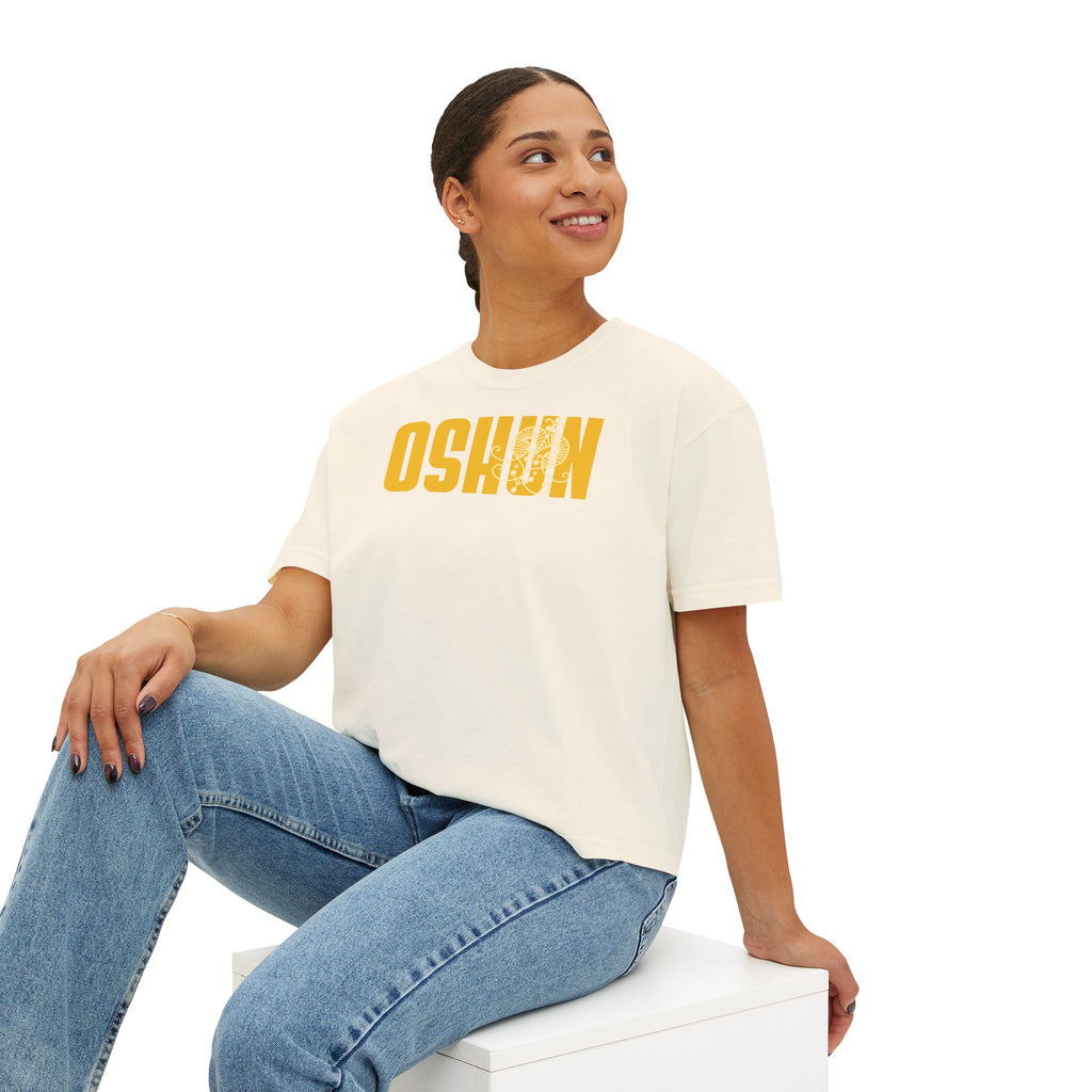 Oshun Graphic Tee — Afro Goddess Yellow Boxy Women's T-Shirt
