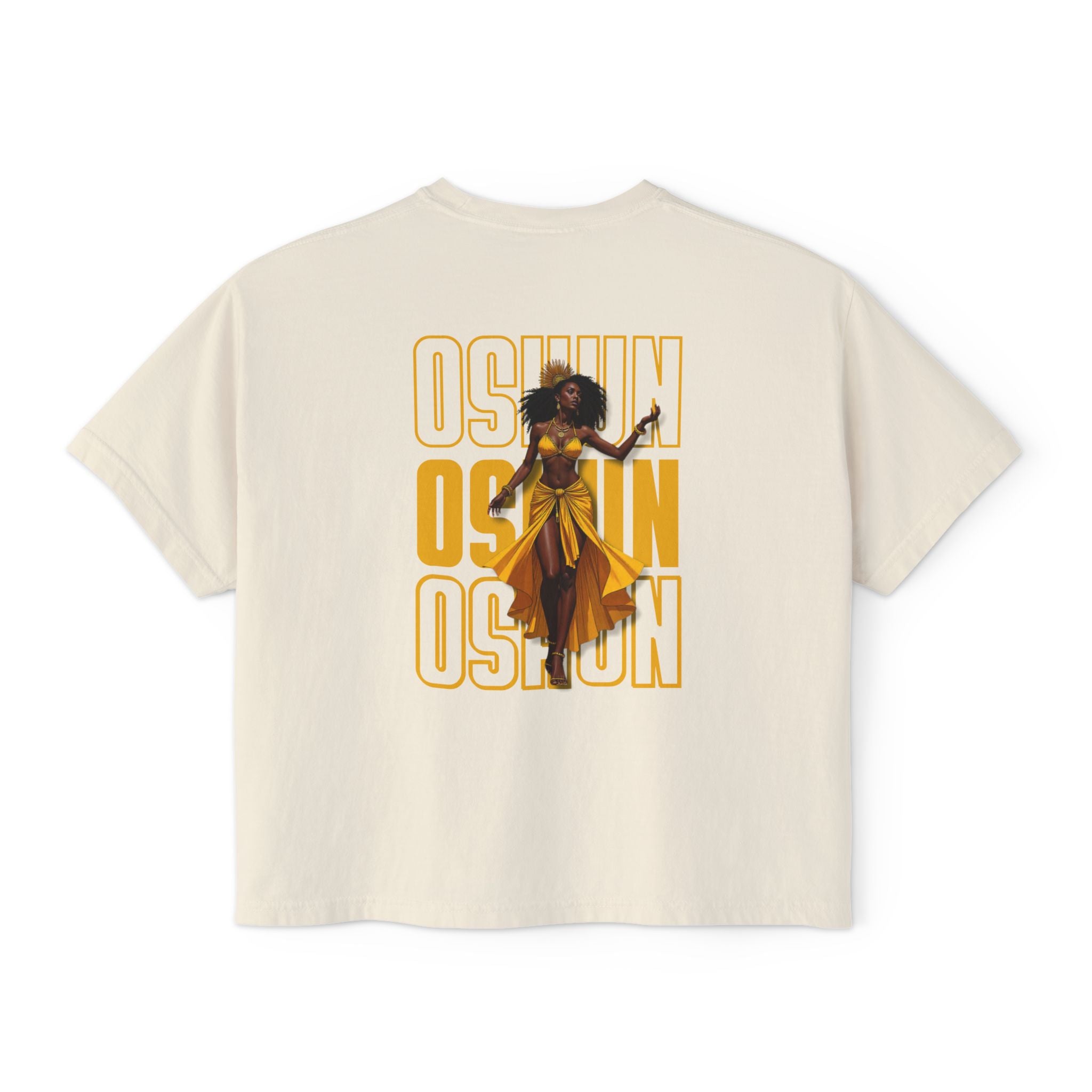 Oshun Graphic Tee — Afro Goddess Yellow Boxy Women's T-Shirt