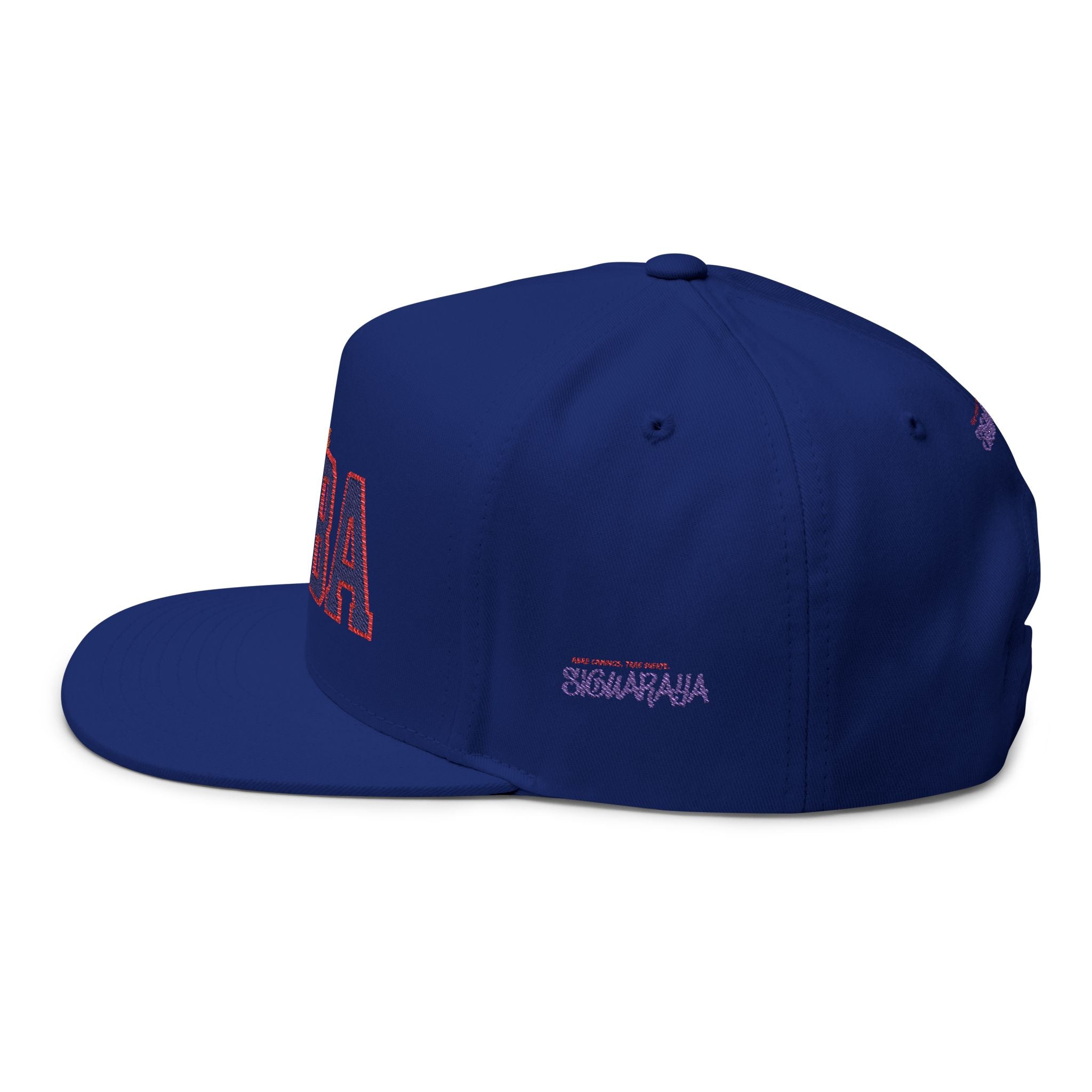 Cuba Embroidered Flat Bill Cap — Vintage Script Cuban Pride Snapback