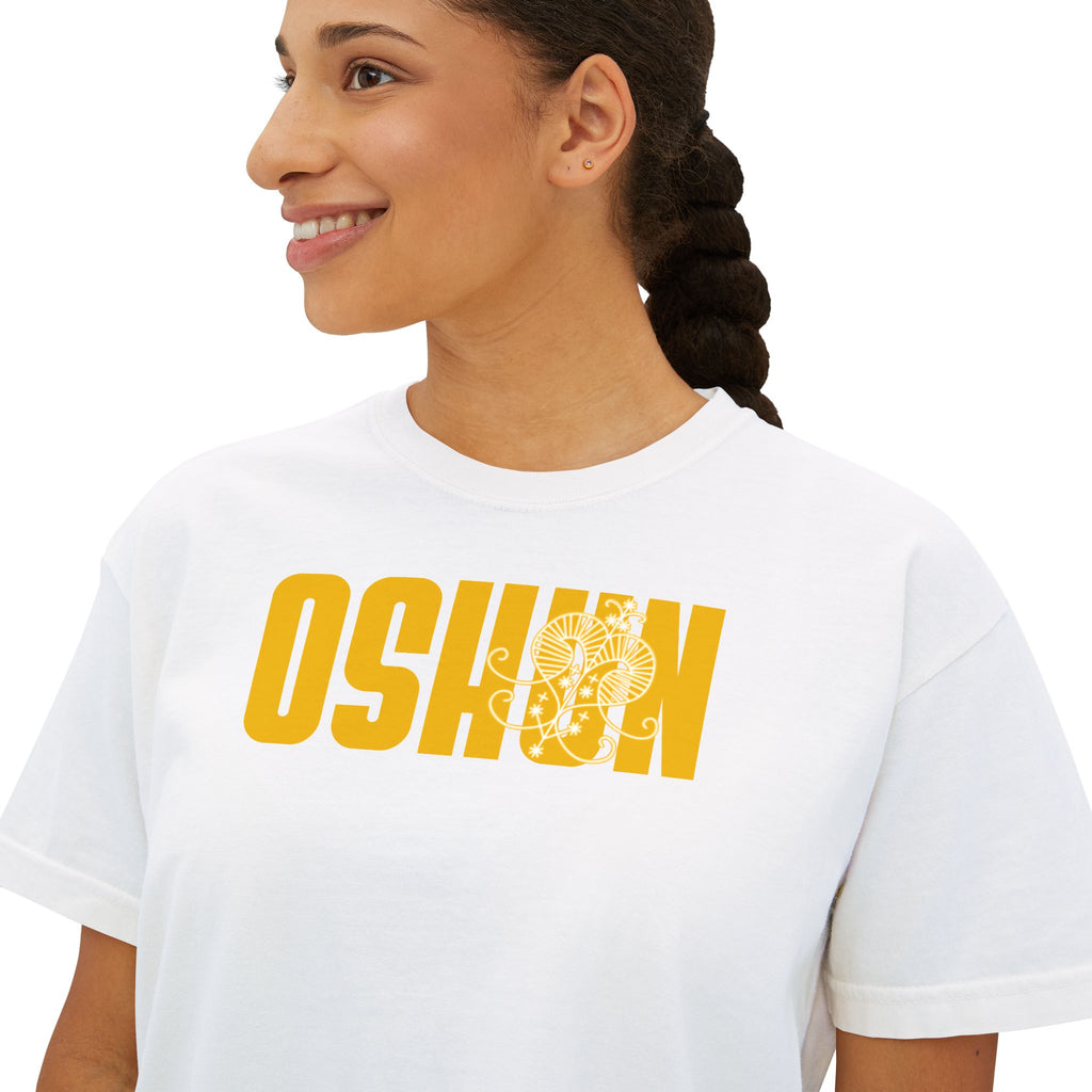 Oshun Graphic Tee — Afro Goddess Yellow Boxy Women's T-Shirt