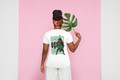 Oggún warrior illustration T-shirt | Afro-Caribbean deity art, green back print