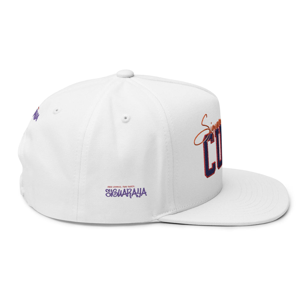 Cuba Embroidered Flat Bill Cap — Vintage Script Cuban Pride Snapback
