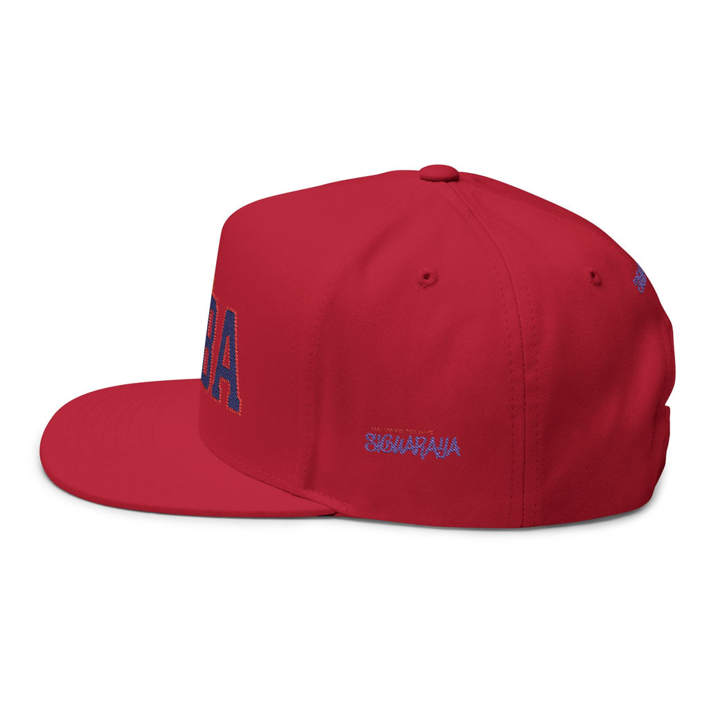 Cuba Embroidered Flat Bill Cap — Vintage Script Cuban Pride Snapback