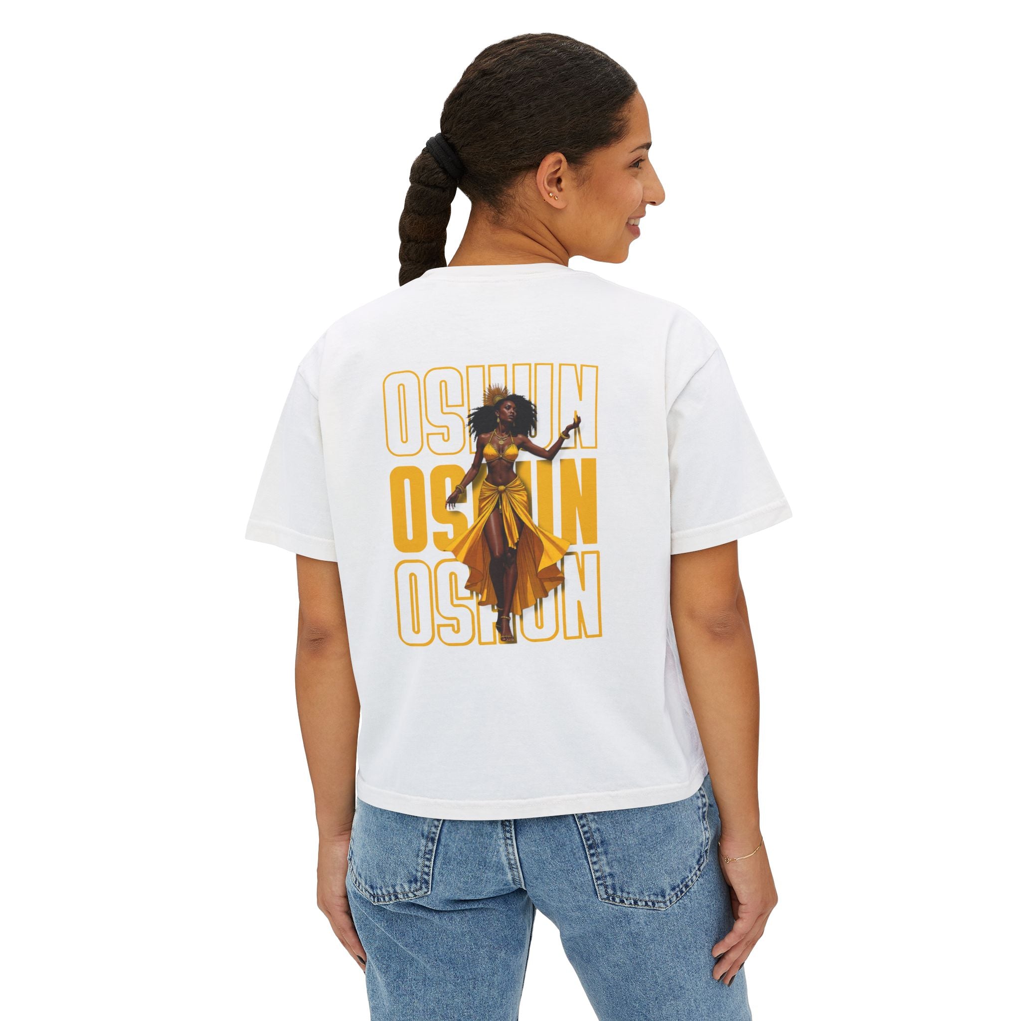 Oshun Graphic Tee — Afro Goddess Yellow Boxy Women's T-Shirt
