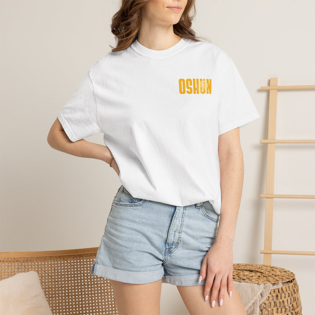 Oshun Goddess Graphic T-shirt | Afrocentric Illustration, Yellow Goddess Print